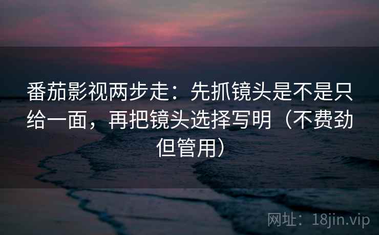 番茄影视两步走：先抓镜头是不是只给一面，再把镜头选择写明（不费劲但管用）