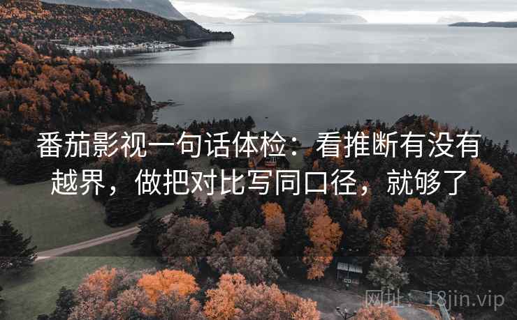 番茄影视一句话体检：看推断有没有越界，做把对比写同口径，就够了